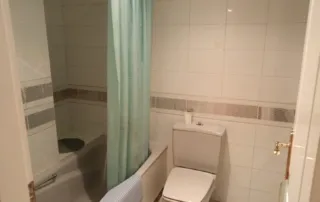 baño con un inodoro y una bañera.